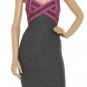 tight grey banded beauty/red with grey criss-cross neckline&strap bandage dress