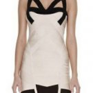 2012popular white banded beauty/white with black crisscross bandage dress