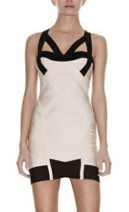 2012popular white banded beauty/white with black crisscross bandage dress