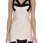 2012popular white banded beauty/white with black crisscross bandage dress