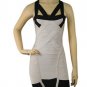 2012popular white banded beauty/white with black crisscross bandage dress