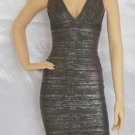 evening flattering banded beauty/glitter grey v-neck bandage dress