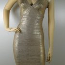 sexy latest hot on sell evening v-neck banded glitter grey bandage dress