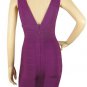 violet purple banded beauty/v-neck & backless bandage dress