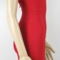 hot red banded beauty/v-neck & backless thigh height bandage dress