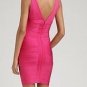 peach red banded beauty/v-neck & backless thigh height bandage dress