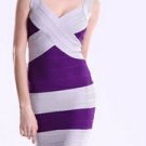 appealing sexy evening banded dress/white crisscross purple bandage dress