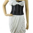 attractive pleated with one shoulder strap & black wrapped waist bandage dress