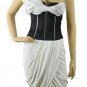 attractive pleated with one shoulder strap & black wrapped waist bandage dress