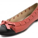 lovely country girl's water melon red butterfly shoes with black toe and back flattie