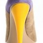 latest high platform lovely yellow heel with light purple and grey high heel shoes
