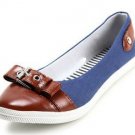 casual shoes/brown butterfly with blue and brown leather/stripped lining flattie shoes