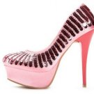 hot on sell pink high heels/glitter high platform high heel shoes