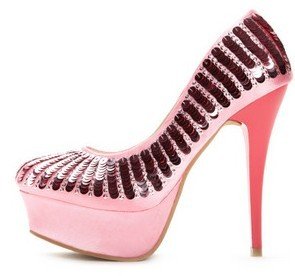 hot on sell pink high heels/glitter high platform high heel shoes