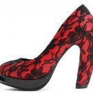 bend heel shoes/sexy red lace hot on sell high heel shoes