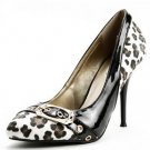 2012 latest designer leopard embellished black patent high heel shoes