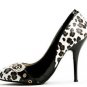 2012 latest designer leopard embellished black patent high heel shoes