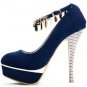 navy blue with golden metal chain high platform high heel shoes