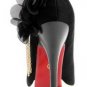 evening& party shoes/black patent leather &beautiful flower embellished high heel shoes