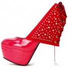 unique design red patent with shiny diamond heel-wrapping high heel shoes