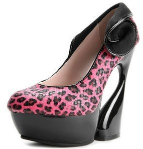 leopard red leather high platform special heel high heel shoes