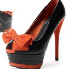 attractive peach red shoes/shiny rivets high heel shoes