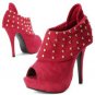 hot on sell red leather patent rivets high heel shoes