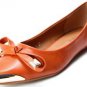 stunning orange patent leather with butterfly and metal toe flattie shoes