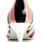 hot on sell pink with black stripped pointed toe high heel shoes