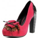evening&party lovely red butterfly&fur black back high heel shoes