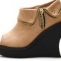 popular hot on sell brown patent zipper high special wedges