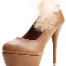 attactive further brown shoes/high platform fur high heel shoes