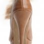 attactive further brown shoes/high platform fur high heel shoes