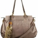 2012 hot on sell brown patent fur embellished grace handbag
