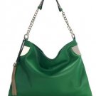 leaf's green patent genuine leather party& casual handbag