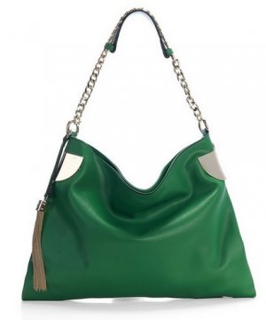 leaf's green patent genuine leather party& casual handbag
