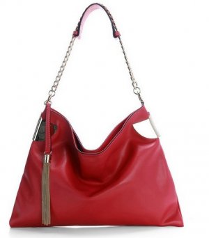 attractive sexy red evening &party patent metal chain handbag