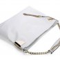 fair ladies' snow white patent metal chain handbag