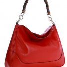 sexy red patent leather with canvas lining metal chain handabag