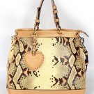 attractive golden serpentinite sweetheart embellished handbag