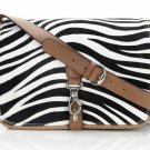 zabra wavy color patent leather with brown line handbag