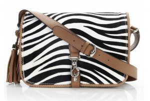 zabra wavy color patent leather with brown line handbag