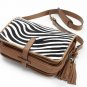 zabra wavy color patent leather with brown line handbag
