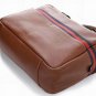 stunning light brown patent leather red line embellished handbag