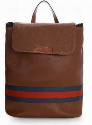 brown patent leather with dark blue and red interval handbag