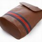 brown patent leather with dark blue and red interval handbag