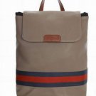white patent leather dark with red stripped handbag