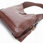brown crocodile skin leather with palpus  embellished handbag