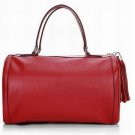 drum-like sexy red patent leather handbag