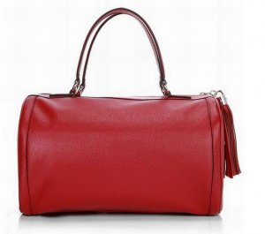 drum-like sexy red patent leather handbag
